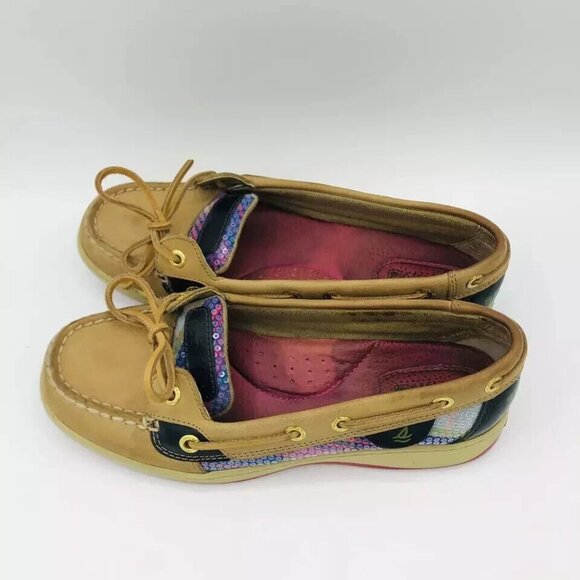 Sperry Top Sider Womens Shoes Size 6.5 M Tan Boat Shoe Angelfish Colorful Pink - Picture 6 of 11